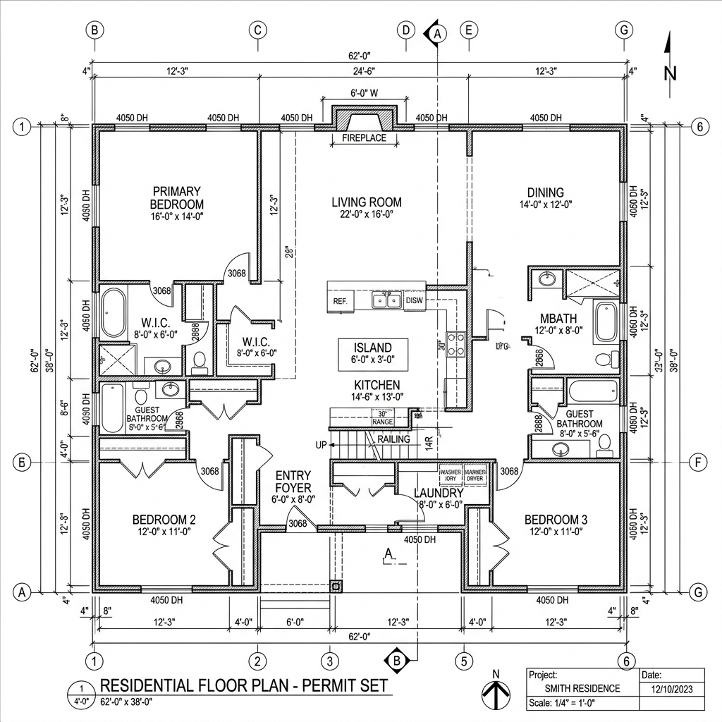 Professional 2D CAD floor plan